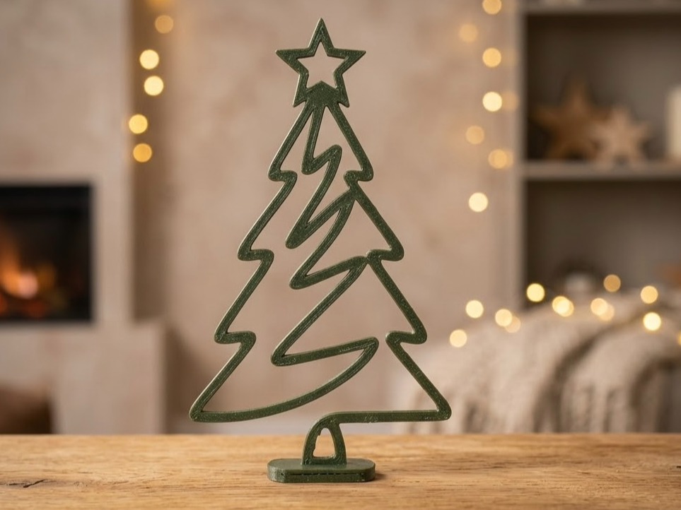 Minimalistisk julgransfigur med stjärna och fot