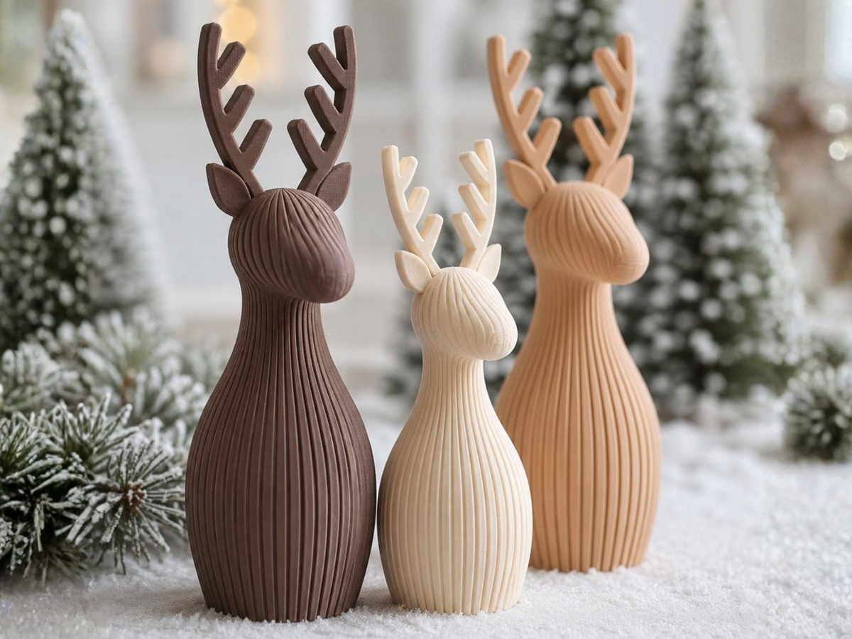 Japandiset med 3 renfigurer till jul, 15, 12 och 9 cm