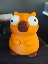 Närbild av kapybarafigurens flyttbara googlyögon