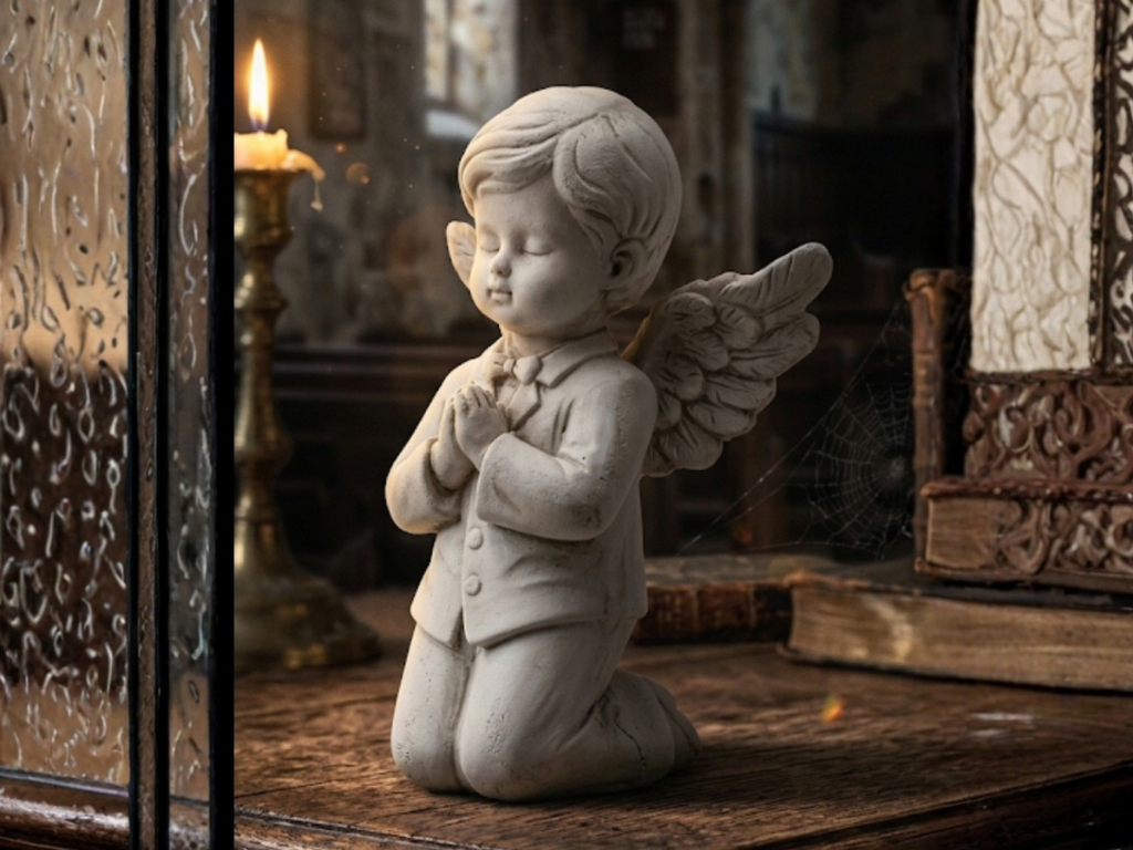 Bedjande ängel (pojke), present till första kommunionen