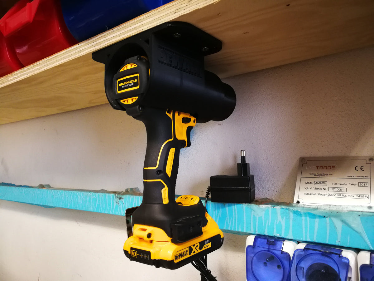Borrmaskinshållare för montering under hyllan till DeWALT DCD791 och Makita