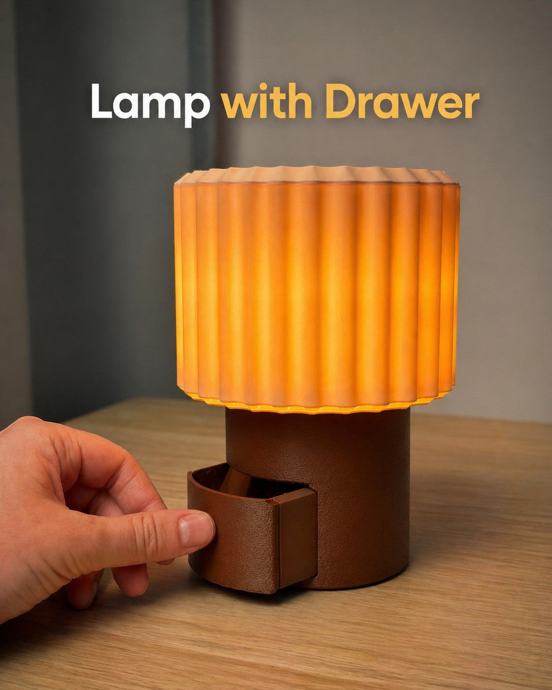Lampa med dold låda – förvaring med tryck-öppna-funktion