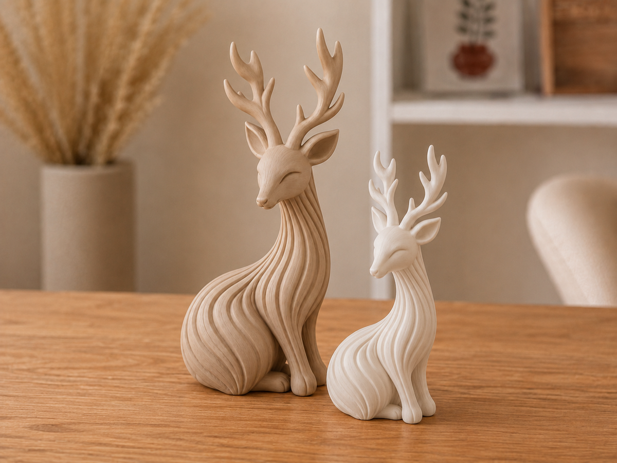 Hjortfigur – hjortpar i japandistil, 15 och 12 cm
