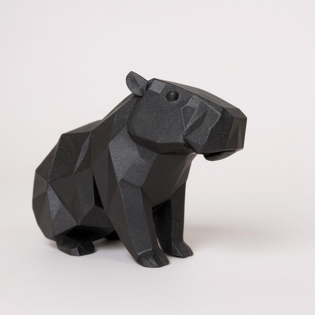 Närbild av low poly-kapybarans fasetter som fångar ljuset