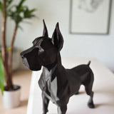 Närbild av kantiga ytor på den low poly-tyska doggen
