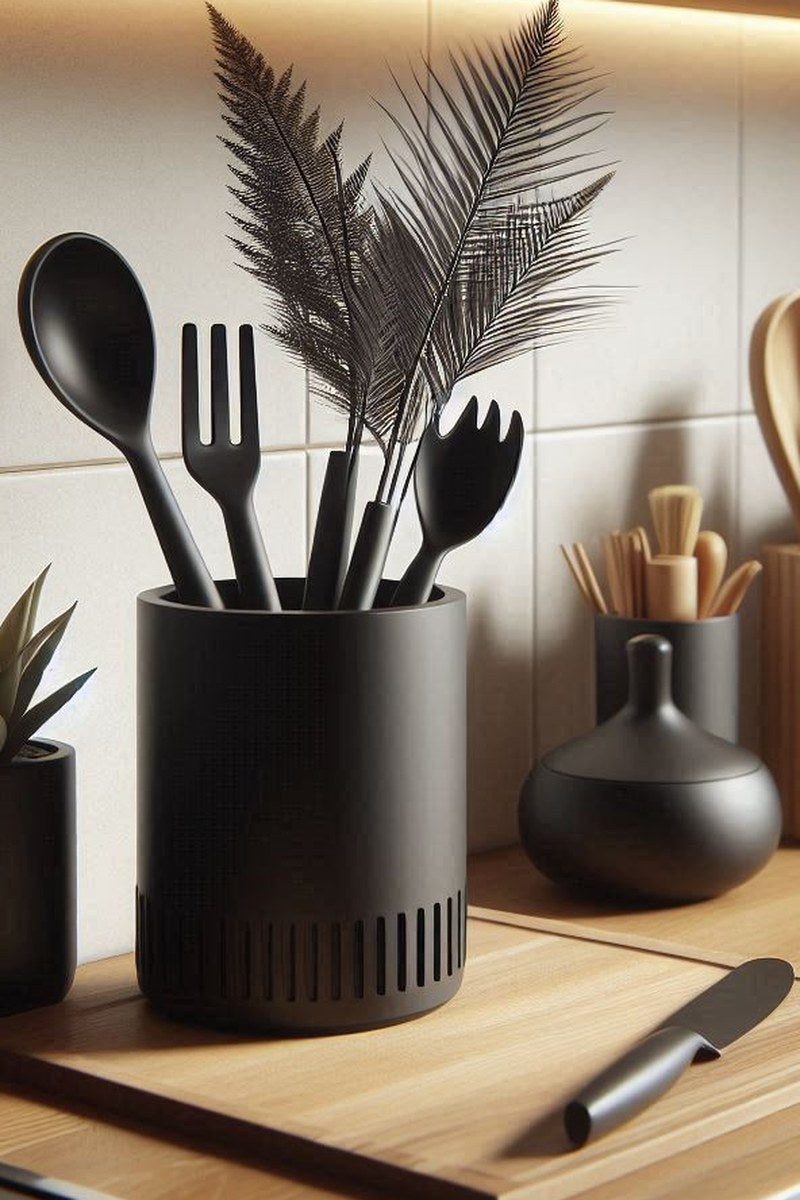 Minimalistisk redskapshållare med ren geometrisk form, närbild