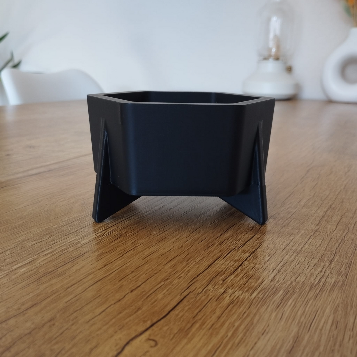 Sexkantig kruka med geometrisk form, närbild