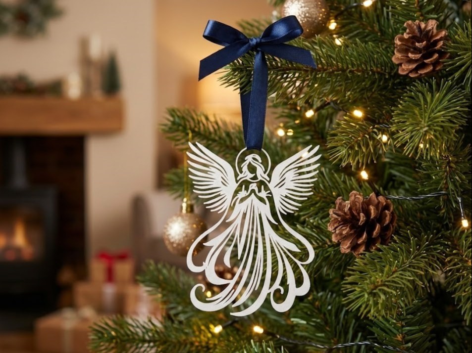 Ängel som julgransprydnad med eleganta linjer