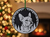 Julgransprydnad med fransk bulldogg i siluett