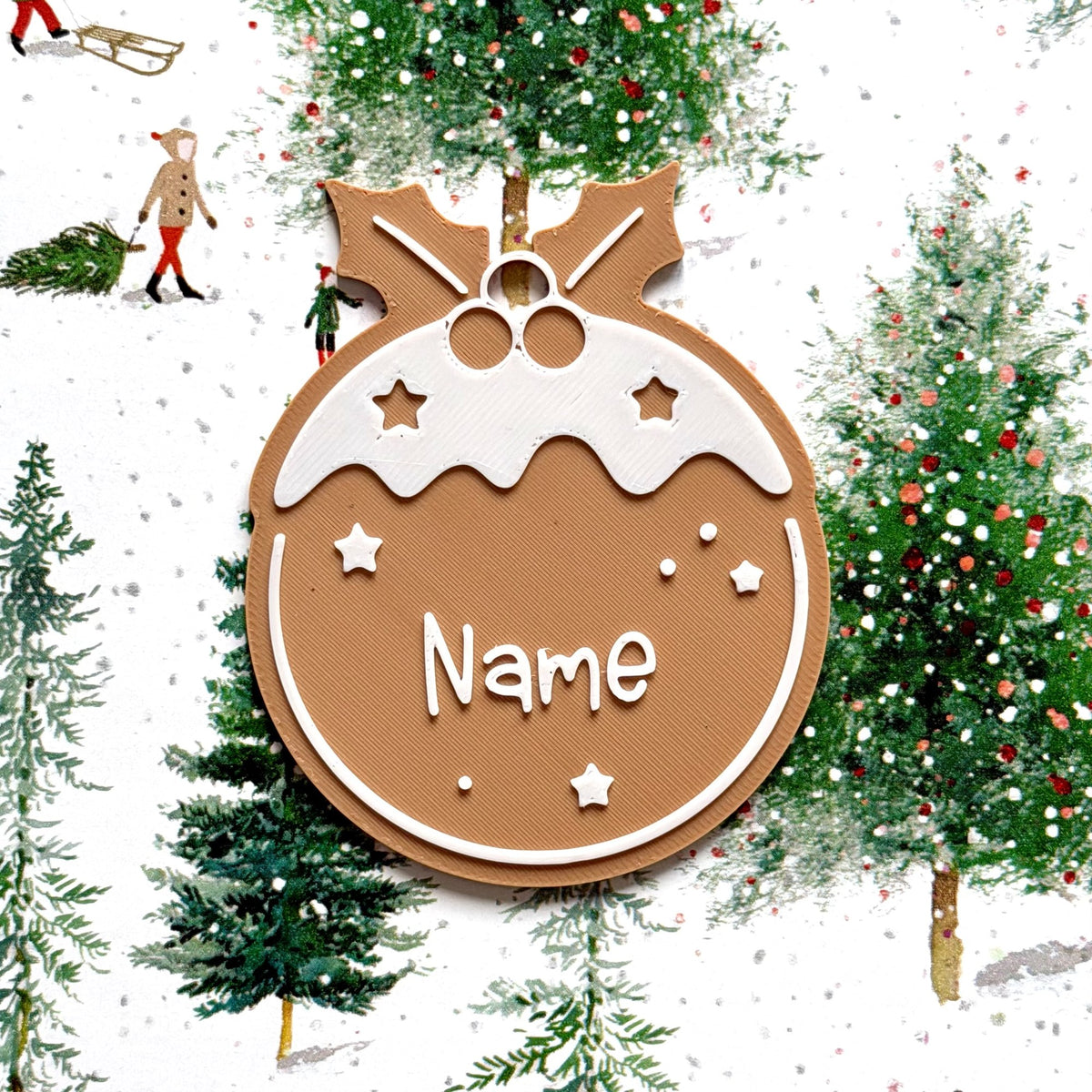 Presentetiketter till jul med namn – i pepparkaksstil