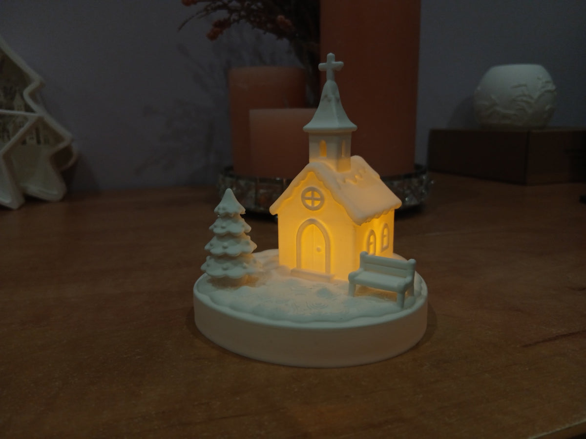 Julhus för värmeljus – pepparkakskyrka