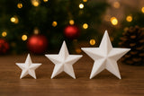 Tre julstjärnor i storlekarna 3, 4 och 5 cm