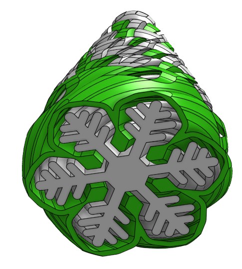 Spiralformad julgransfidget formad som snöflinga och julgran