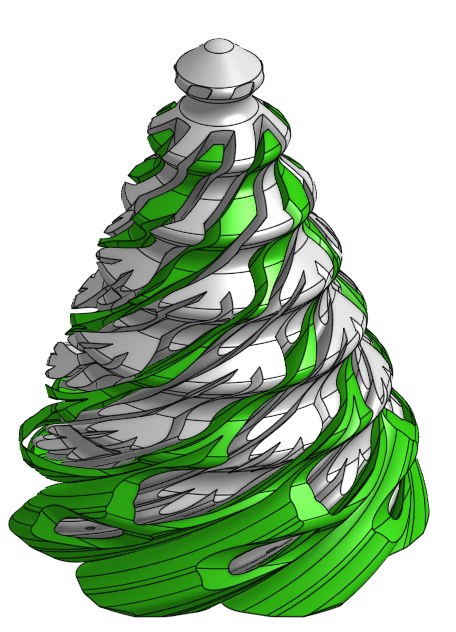 Spiralformad julgransfidget formad som snöflinga och julgran
