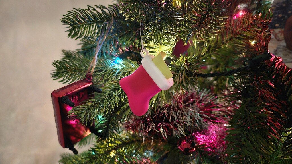 Liten julstrumpa som julgransprydnad