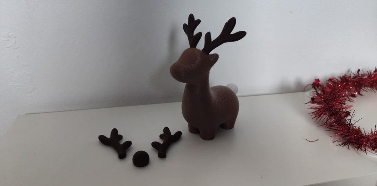Renfigur med stickat utseende, knubbig julfigur