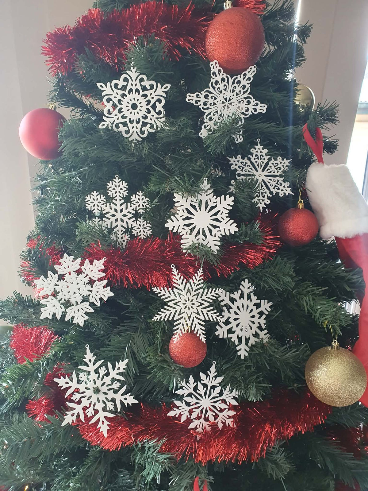Snöflinga som julgransprydnad