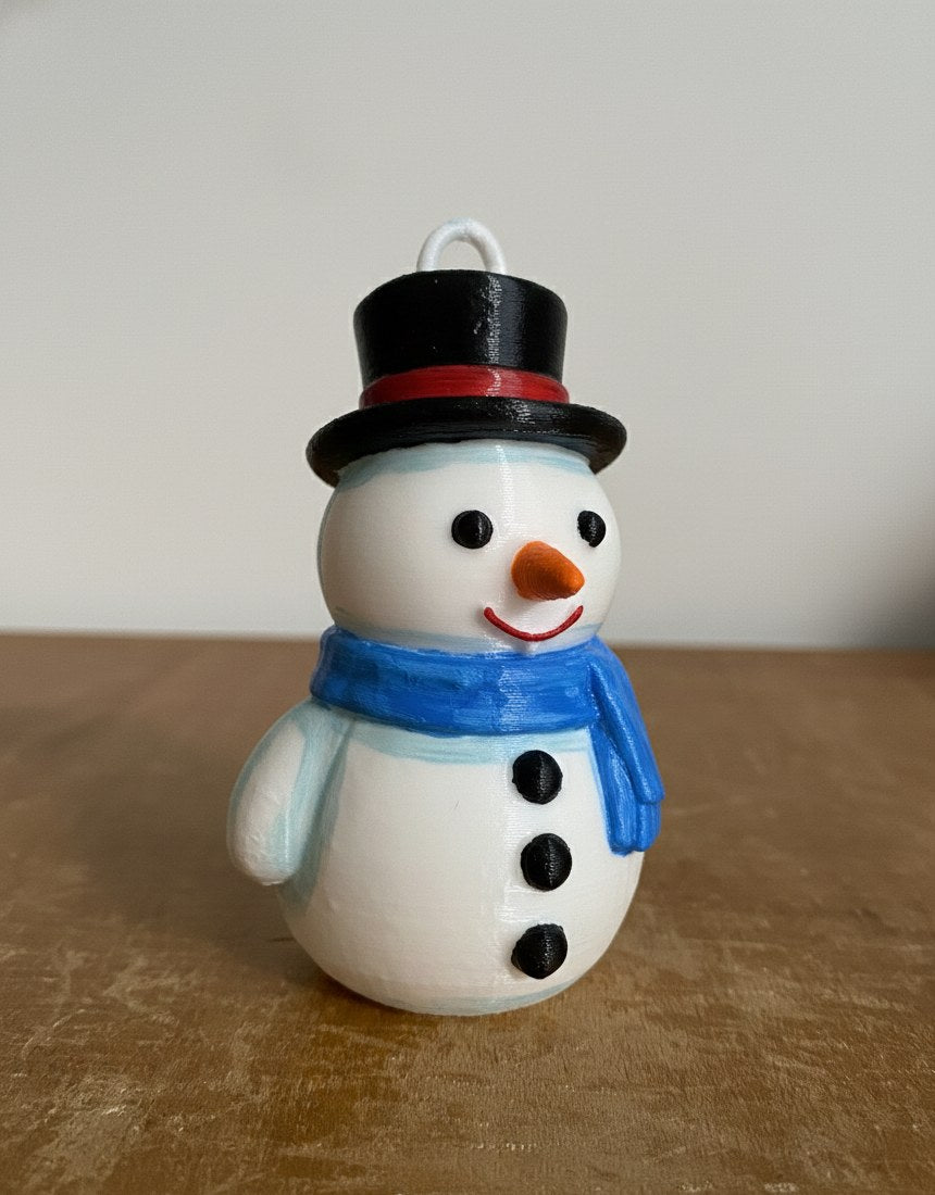 Klassisk snögubbe med hög hatt och halsduk