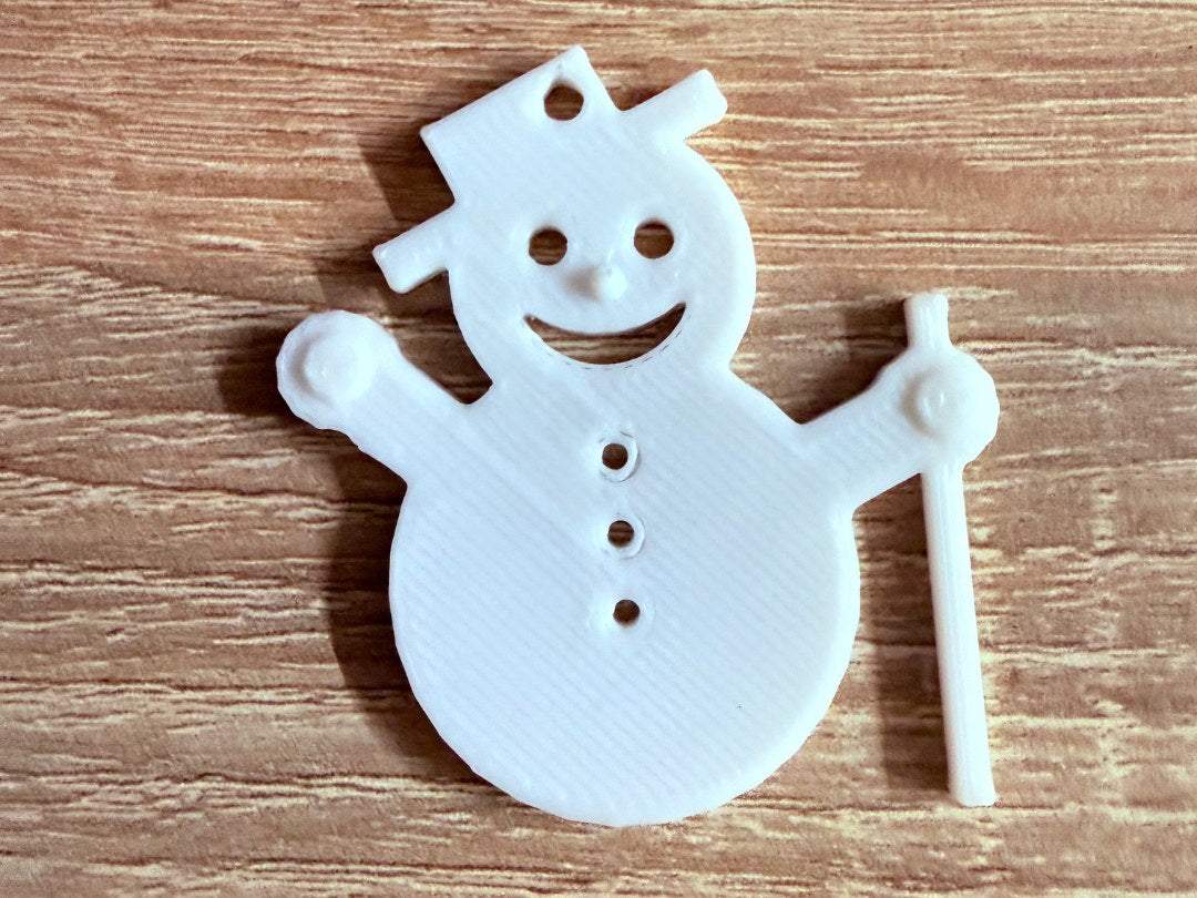 Minimalistisk snögubbe som julgransprydnad