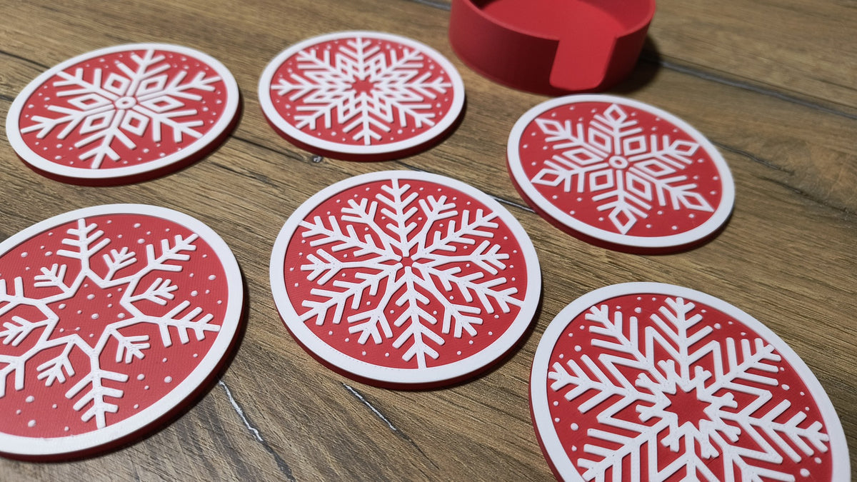 Underlägg med snöflingor till jul – 6 motiv