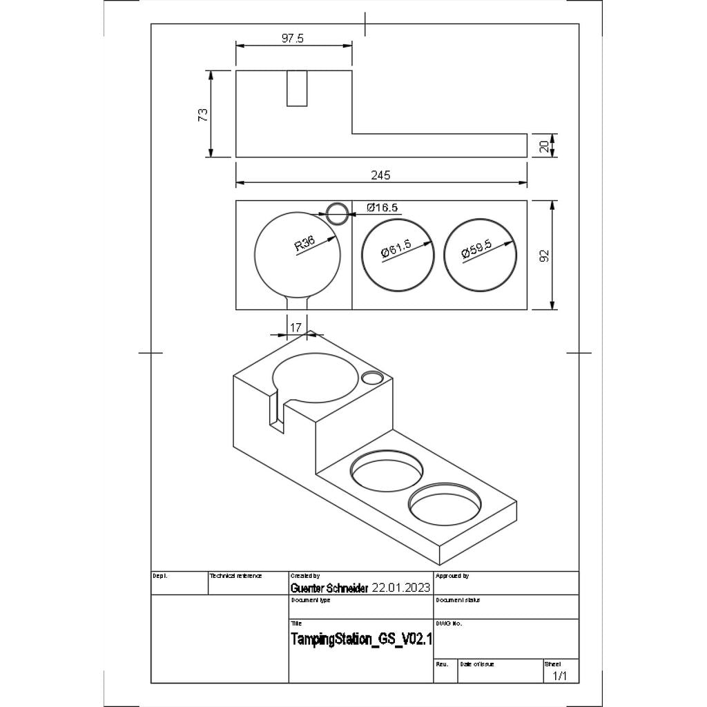 Tampstation för ECM Synchronika E61 – 58,5 mm