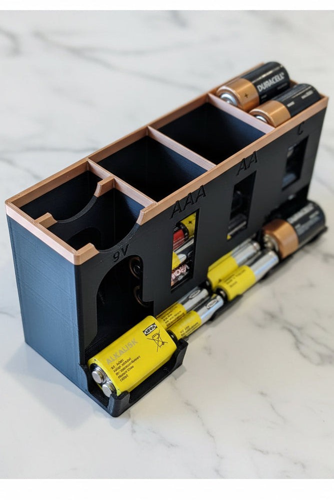 Batteriorganisatör för AA, AAA, C, D och 9V